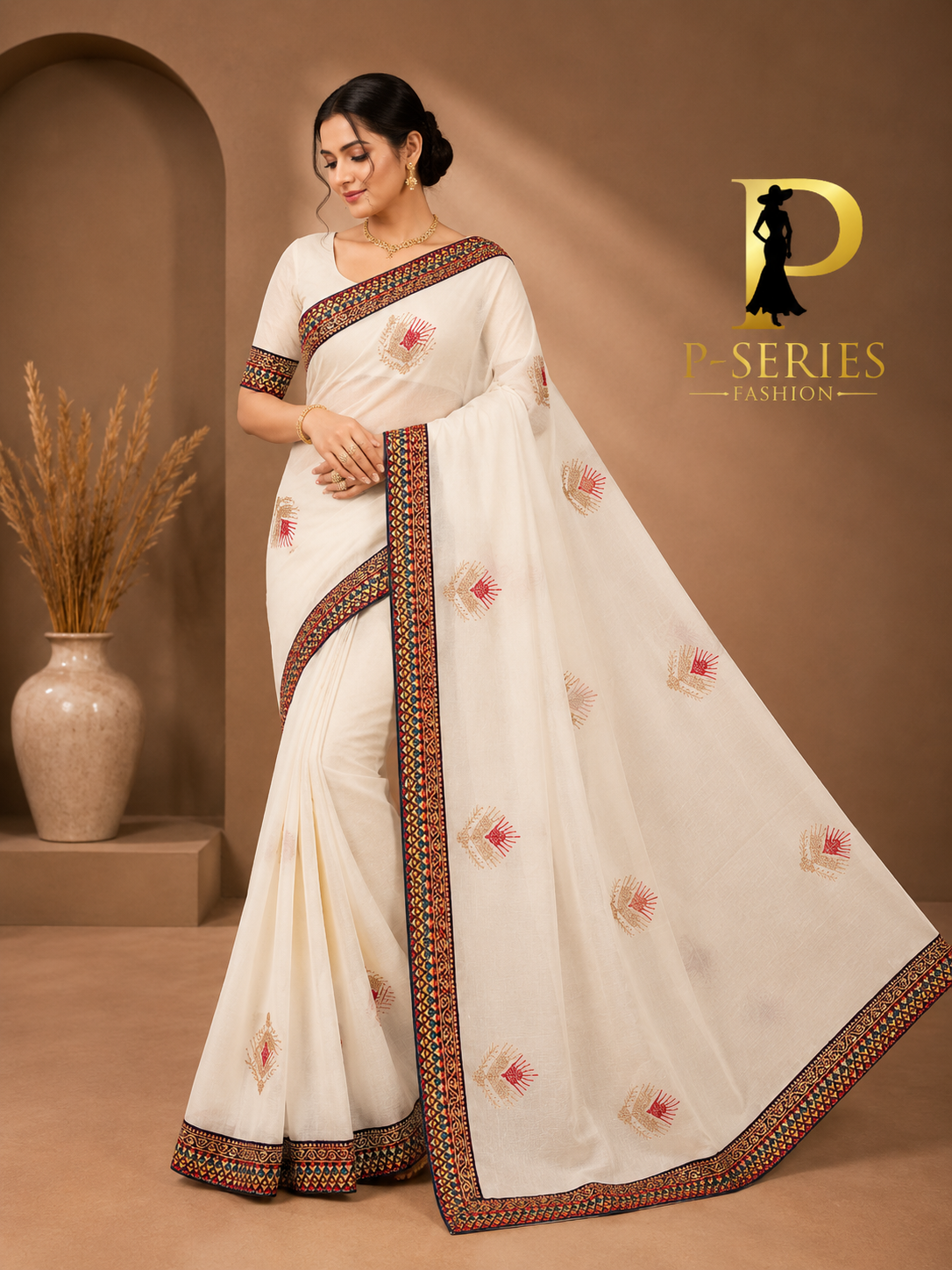 🤍 Off White Designer Saree